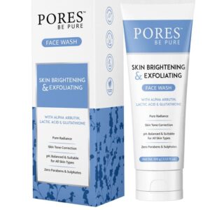 pores be pure skin brightening face wash | glutathione & glycolic acid face cleanser for glowing skin | deep cleansing & exfoliating facewash for women & men | gentle daily use face wash for all skin types 100ml